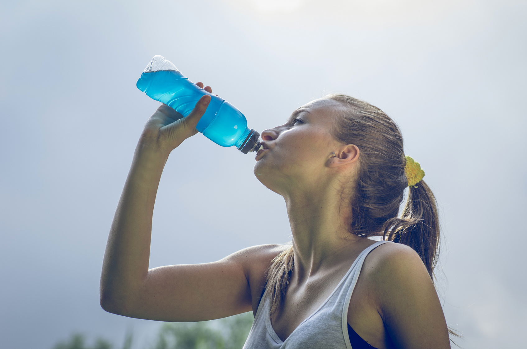 thirsty athlete with power drink